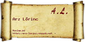 Arz Lőrinc névjegykártya